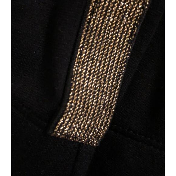 Forever 21 Black Metallic Gold Stripe Stirrup Pants Size L NWT - Picture 9 of 9